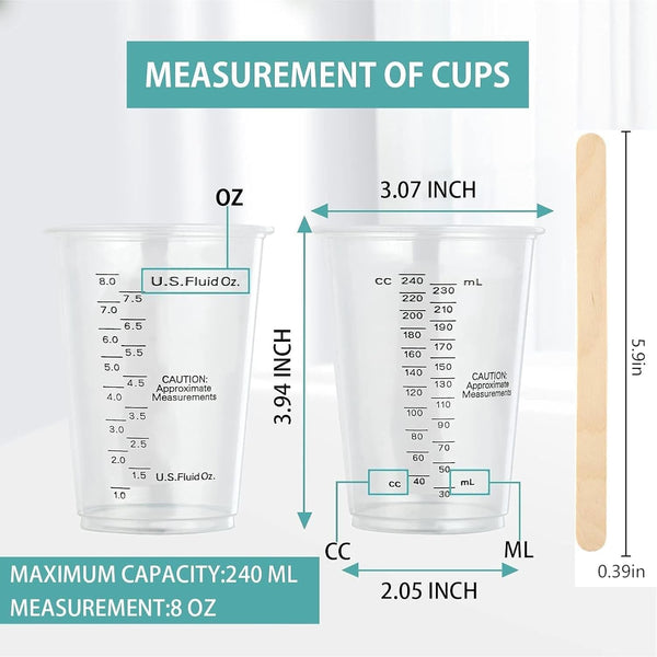 8Oz Clear Plastic Measuring Cups, Graduated Mixing Cups, 50 Pack2