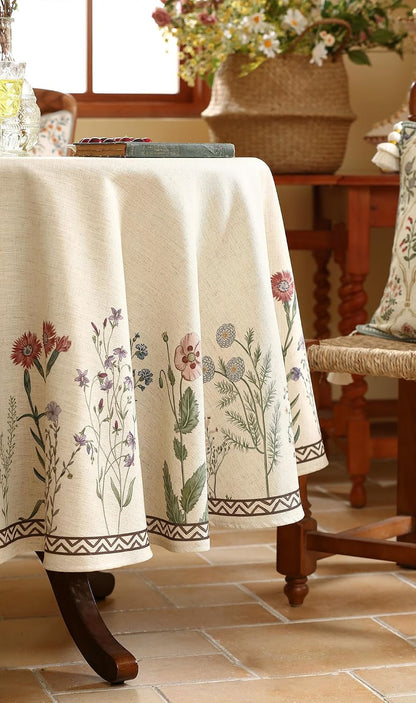Designer Linen round Tablecloth,Diameter 55"-Serenity G5