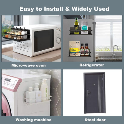 2 Pack Magnetic Spice Rack, Easy to Install on the Side of Refrigerator/Space Saving Kitchen Organization Shelf Organizer for Cabinet4