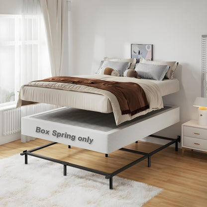 Queen Size Box Spring Bed Base 9 Inch, 3000Lbs Heavy Duty Box Spring Queen Metal Mattress Foundation, Tool-Free Easy Assembly, Noise Free3