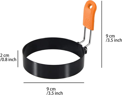 3.5" Egg Rings Set of 4 with Silicone Handle, Large Ring for Frying Eggs, round Mold for English Muffins - Griddle Cooking Shaper for Indoor Camping Breakfast Sandwiches W/Silicone Oil Brush2