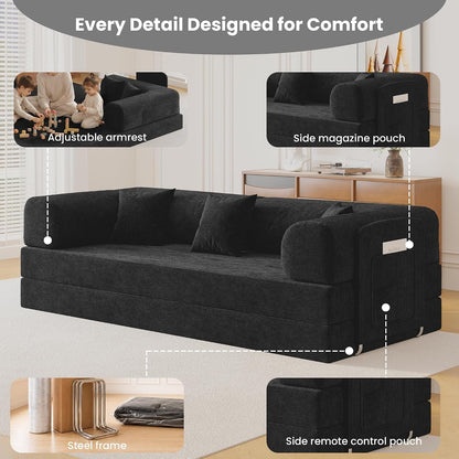 80" Convertible Futon Sofa Bed, Boneless Couch for Living Room4