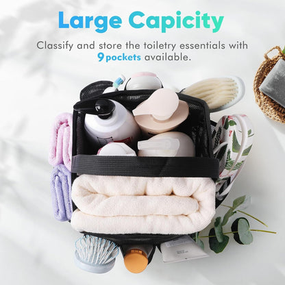 Mesh Shower Caddy Portable for College Dorm Room Essentials, Shower Caddy Dorm with 9-Pocket Large Capacity for Beach, Swimming, Gym, Camping, Travel Essentials4