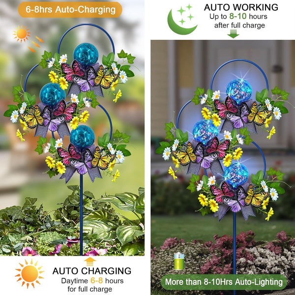 Solar Lights Outdoor Garden Stakes,Butterfly & Flower LED Colorful Lights3
