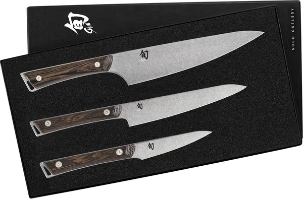 Shun Kanso 3 Piece Starter Set | Includes 8" Chef, 3.5" Paring & 6" Utility Knives, Handcrafted, AUS10A Stainless Steel Blades, Tagayasan Handle1