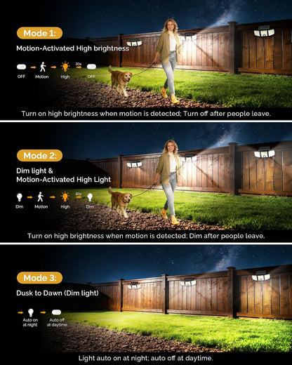 1 Pack Solar Flood Outdoor Lights with Motion Sensor 3 Modes2