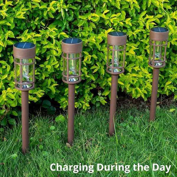 Solar Pathway Lights Outdoor Solar Lights 8 Pack Metal & Glass Design - Waterproof Auto On/Off Bright Long-Lasting Garden Landscape Lighting Walkway Driveway3