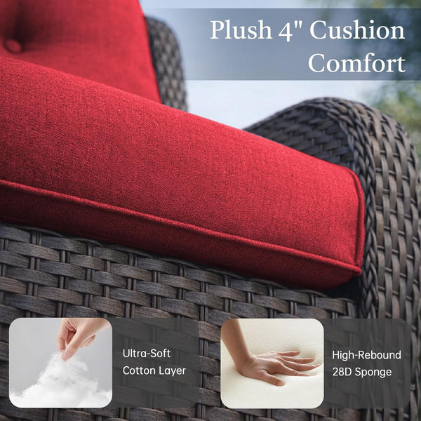 6 Piece High Back Patio Furniture Set - All Weather Patio Conversation Set with 4 Inch Thick Cushions and Deep Seating Swivel Glider Chairs & Outdoor Couch for Porch Deck Yard Pool6