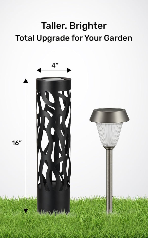 Secure Solar Bollard Pathway Lights, 4-Pack, Black, 4"X16"7