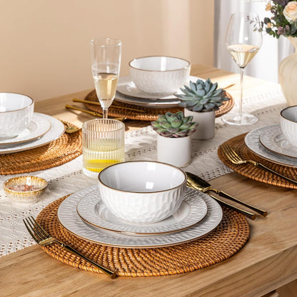 Ceramic Dinnerware Sets of 4,12 Pcs Plates and Bowls Sets Dishes7