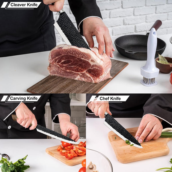 6 Pieces Black Professional Chef Knife Set with Stainless Steel Cutlery5