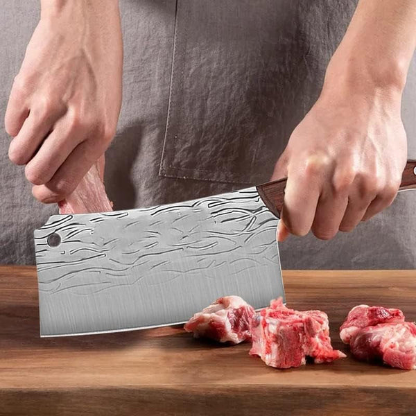 Meat Cleaver,Cleaver Knife, 7 Inch Forged Kitchen Chef Knife Stainless Steel Bone Chopping Meat Vegetables Slicing Professional Butcher Cleaver Knife (Color : Cleaver Knife)3