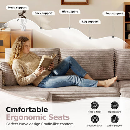 108.2" Boneless U-Shaped Modular Corduroy Sectional Sofa for Living Room8