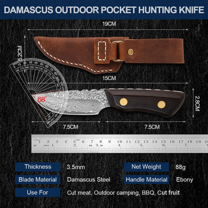 Meat Cleaver, 3.5 Inch Mini Pocket Fruit Knife Full Tang 67-Storey Damascus Steel Vg10 Ultra-Sharp Kitchen Tools Ebon Handle with Knife Sleeve2