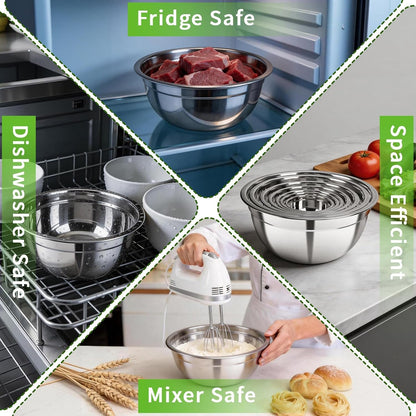 Stainless Steel Mixing Bowls with Color Lids, 7-Piece Set5