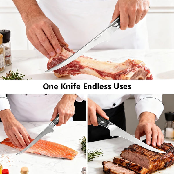 Fillet Knife, 7 Inch Super Sharp Boning Knife in High Carbon Stainless Steel for Meat Poultry Cutting,Full Tang Ergonomic Handle – Artisan Series6