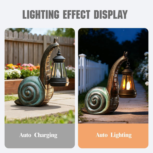 Solar Garden Snail Statue,Lawn Decor Statue for Patio, Balcony, Yard Ornament - Mothers Day Gifts for Mom Grandma Women4
