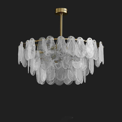 Chandelier Gold Multi-Tier Lantern Pendant Lighting, Cloud Glass Entryway Chandeliers for Foyer Hanging Ceiling Light Fixtures (8-Light)7