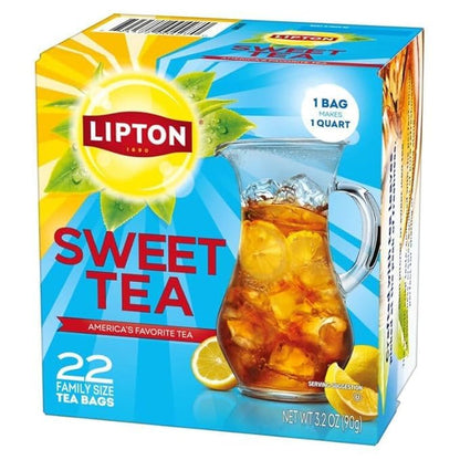 Lipton Southern Sweet Iced Tea Bags, Family Size, 132 Total Bags | Southern Sweet Iced Tea Bags (22Ct - Pack of 6) Black Tea Leaves plus the Perfect Amount of Sweetness10