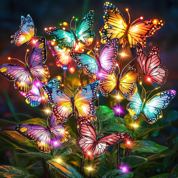 Solar Lights Outdoor Garden Decor: 2 Pack Colorful Leds Butterfly Lights1