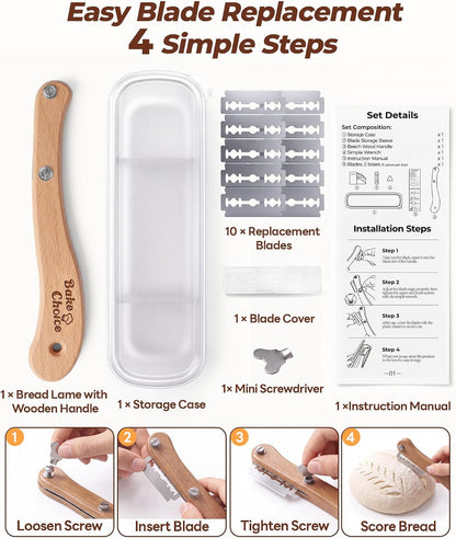 Bread Lame, Sourdough Scoring Tool with Ergonomic Wooden Handle4