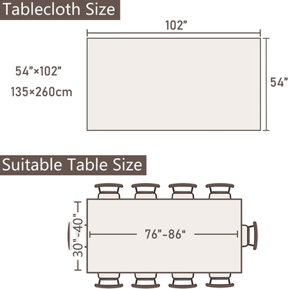 Rectangle Tablecloth Cotton Linen Waterproof Table Cloth Rustic Farmhouse Table Cover for Holiday Parties Christmas Kitchen Dining Decoration-Beige and Coffee-54 X1024