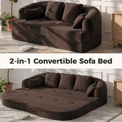 70" Convertible Sofa Bed, Chenille Boneless Comfortable Sleeper Futon4