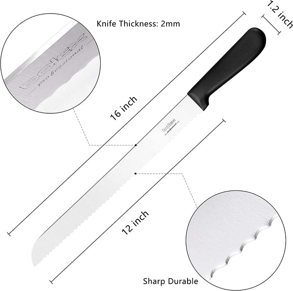 Serrated Bread Knife for Homemade Bread, 12 Inch Stainless Steel3
