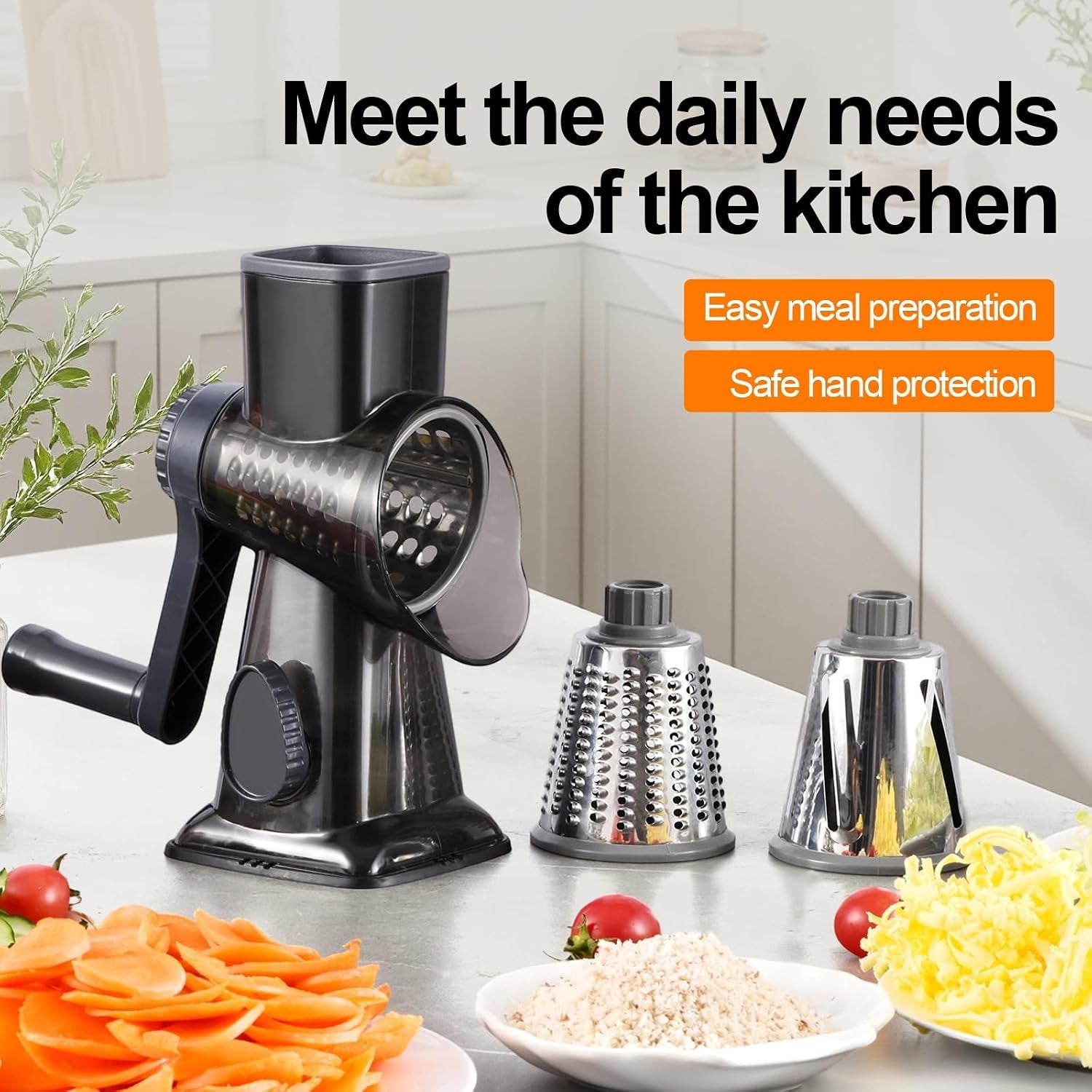 rotary-cheese-grater-manual-hand-crank-3-in-1-vegetable-shredde-finger-safe-design-stainless-steel-drums-suction-base-perfect-for-cheese-vegetables-nuts-chocolate-easy-to-clean