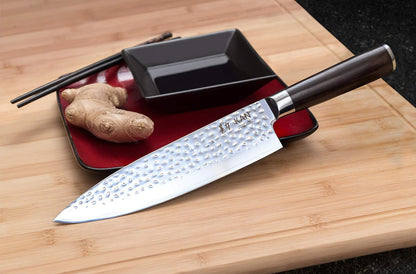 Core Professional Chef Knife 8-Inch VG-10 67 Layers Damascus Ambidextrous (Hammered Japanese VG-10 Blade, Ebony Wood Handle-Upgraded Version)2