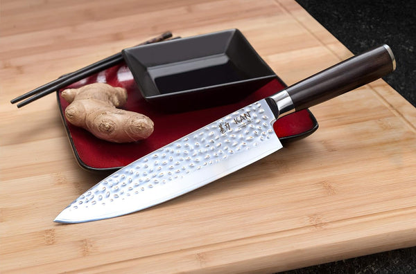Core Professional Chef Knife 8-Inch VG-10 67 Layers Damascus Ambidextrous (Hammered Japanese VG-10 Blade, Ebony Wood Handle-Upgraded Version)2