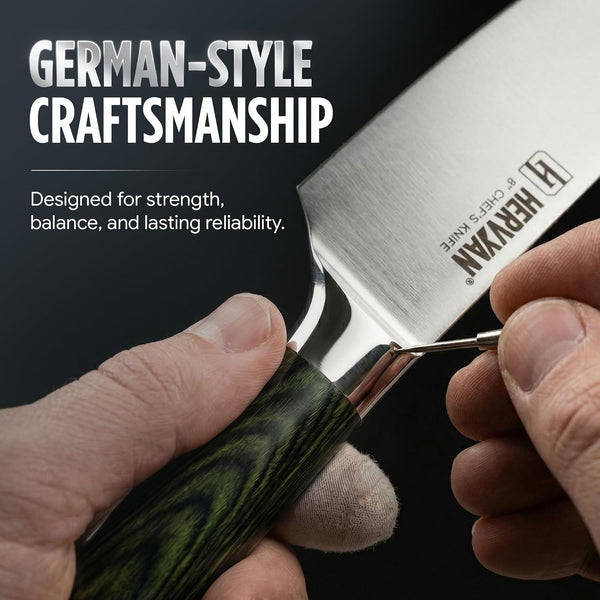 8 Inch Professional Chef Knife - Ultra Sharp German-Inspired Precision Blade High-Carbon Stainless Steel, Ergonomic Pakkawood Handle, Blade Guard and Gift Box for Home Cooks and Restaurants9