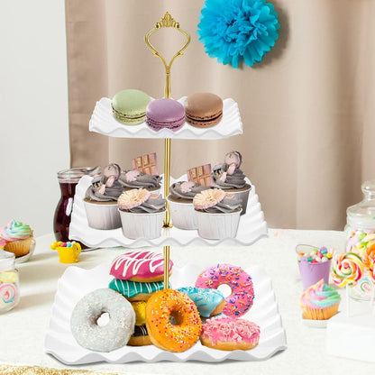Plastic Dessert Cupcake Stand, 3 Tier Cupcake Tower Holder, White | Thicker Food-Graded Plastic Tiered Serving Tray with Metal Rod, Suitable for Tea Party, Birthday, Wedding, Baby Shower7