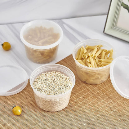 [48Set - 16Oz.] Plastic Deli Food Storage Containers with Plastic Lids, Disposable Togo Containers for Soup, Meal Prep, Slime | BPA Free | Stackable | Leakproof | Microwave | Dishwasher | Freezer Safe7