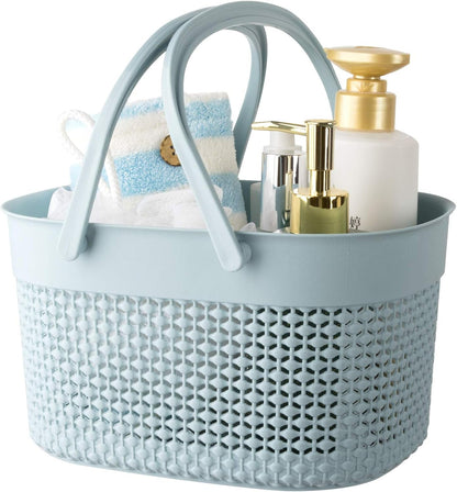 Portable Plastic Shower Caddy Basket with Handles, Blue1