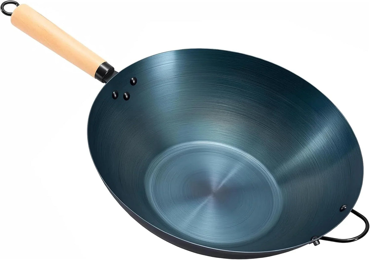 carbon-steel-wok-13-5-woks-stir-fry-pans-nonstick-pre-seasoned-flat-bottom-wok-for-bbq-grill-outdoor-camping-compatible-with-induction-electric-gas-open-fire-deep-blue