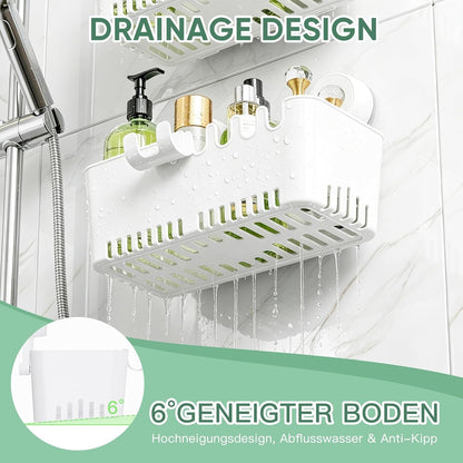 Shower Caddy Suction Cup Shower Basket 2 Pack, No-Drilling Removable Plastic Shower Shelf Organizer for Bathroom Storage & Kitchen Max Hold 22Lbs,Waterproof,One Second Installation Shower Rack5