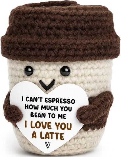 Anniversary Women Men Her Him Gifts for Girlfriend Boyfriend Birthday | Fall Decor Gifts for Husband Wife Wedding Anniversary Christmas Coffee Lover Couple Crochet Coffee Mug Decor I Love You8