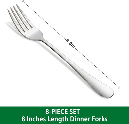 Dinner Forks Set, 8 Inches Stainless Steel Silverware Fork, Dishwasher Safe Food Grade Metal Forks, Mirror Polishing Main Fork Set of 8 for Home,Restaurant or Hotel2