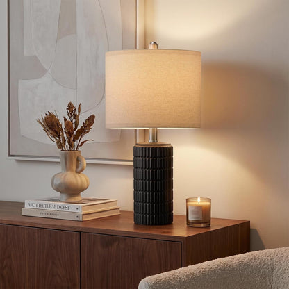 21'' Black Table Lamp with Gift Box, Small for Bedroom, Stone-Like8