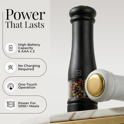 Electric Salt and Pepper Grinder Set, Black & White3