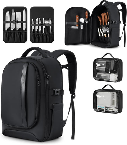 Chef Knife Backpack with Waterproof Pocket, 30+ Pockets for Knives and Tools, Knife Bags for Chefs Professional Culinary Apprentice Private Chefs, Pocket for Tablet Laptop (Knife Not Included)1