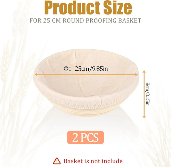 2 Pcs Bread Proofing Basket Cloth Liner Baking Dough Basket Cover Natural Rattan Banneton Proofing Cloth for Bakery Home Baking, about 10 Inch2