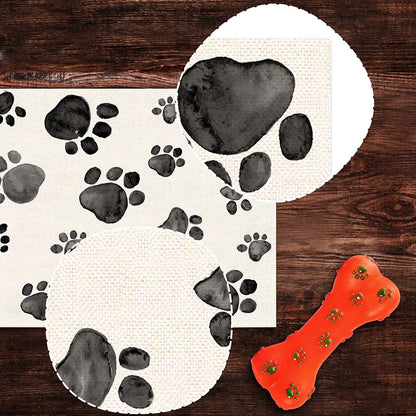 Dog Paw Print Table Runner Puppy Dog Birthday Party Decoration Farmhouse Dining Room Kitchen Home Decor (13" X 90")4