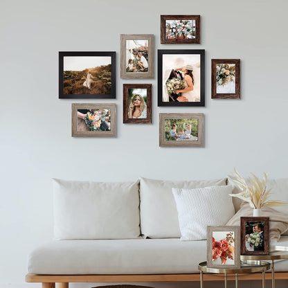 Picture Frames Collage Wall Decor 10-Pack, Gallery Wall Frame Set with 8X10 5X7 4X6 Frames in 3 Different Finishes5