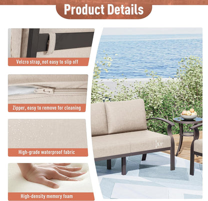Aluminum Patio Furniture Set 7-Seat Modern Metal Outdoor Conversation Sets W/Swivel Rocking Chairs Patio Sectional Sofa W/5.1 Inch Cushion, Sand5
