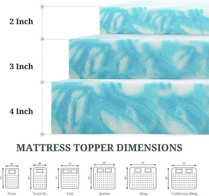 3 Inch Full Mattress Topper, Ventilated Gel Memory Foam Mattress Bed Pad | Pressure Relief | Body Support Mattress Bed Topper | Certipur-Us Certified | Blue6