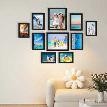 10 Pack Picture Frames Collage Wall Decor, Gallery Wall Frame Set for Tabletop or Wall Mounting Display, Multi Size with Two 8X10, Four 5X7, and Four 4X6 Photo Frames, Black3
