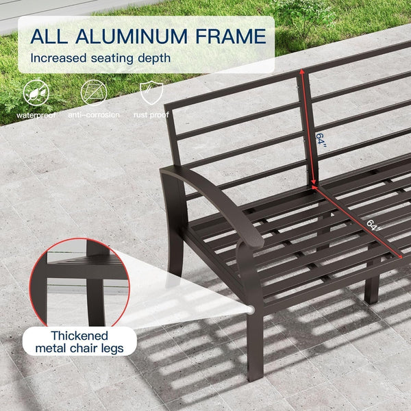 Aluminum Outdoor Patio Furniture Set with 5.1'' Thick Cushions3