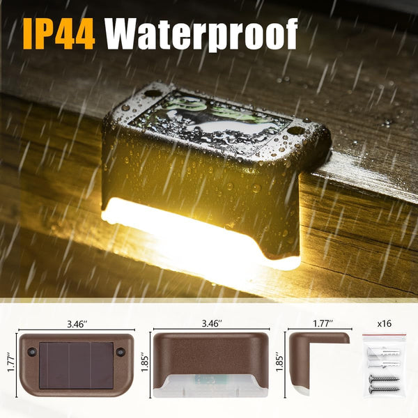 Solar Deck Lights Outdoor 16 Pack,Step Light Waterproof,Warm White9